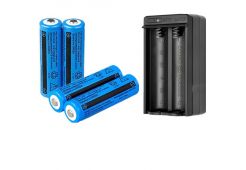 Batteries & Charger for Heavy Duty LED Green or Clear / Bright Flashlight